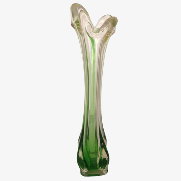 Vintage MCM Hand Blown Art Glass Twist Vase 11.5" - Picture 4 of 7